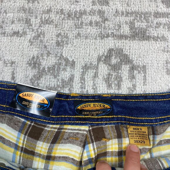 NEW Sandy River Jeans Blue Straight Relaxed Men's Flannel Lined Jeans Size 38x29 - Picture 5 of 6